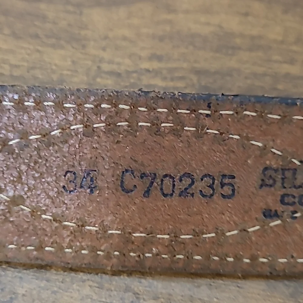 Silver Creek Dark Brown Leather Belt with Silver Hardware size 34
